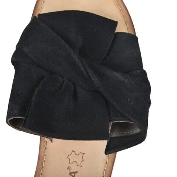Vero Moda Sandals Black Suede Bow Slides Size 8 - Picture 4 of 8